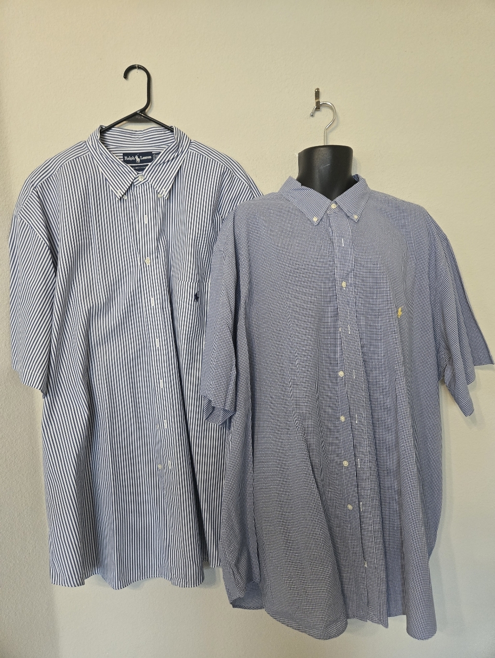 2 Ralph Lauren Men’s Light Blue Striped Short-Sleeve Button-Down Shirts